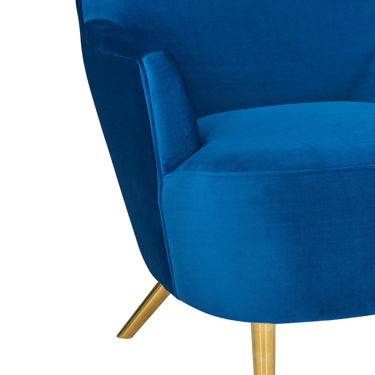 Navy Velvet Wingback Accent Chair with Gold Legs