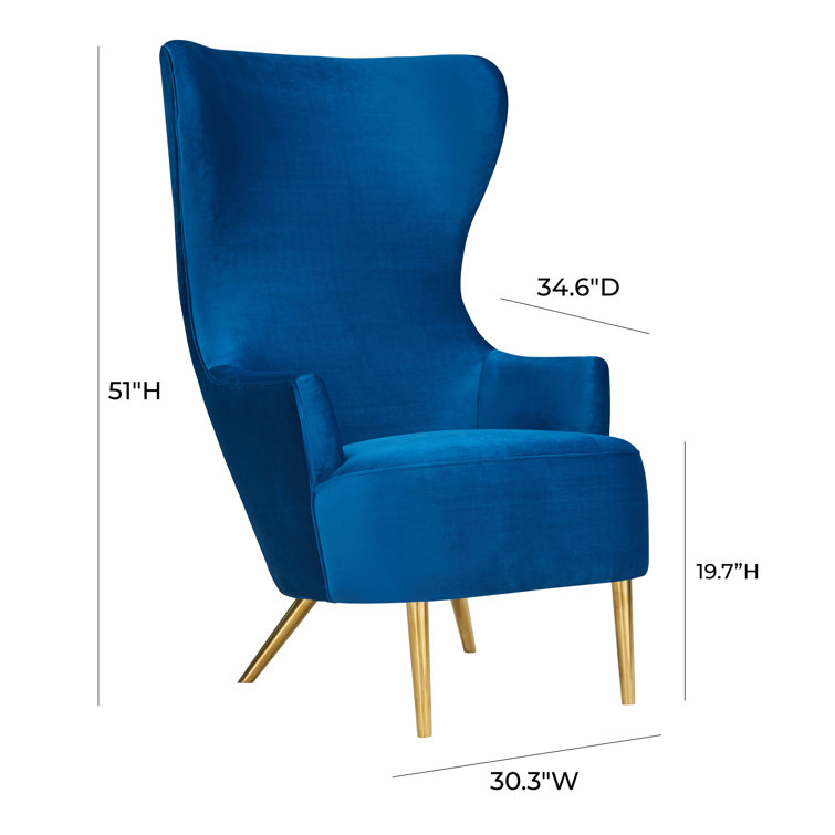 Navy Velvet Wingback Accent Chair with Gold Legs