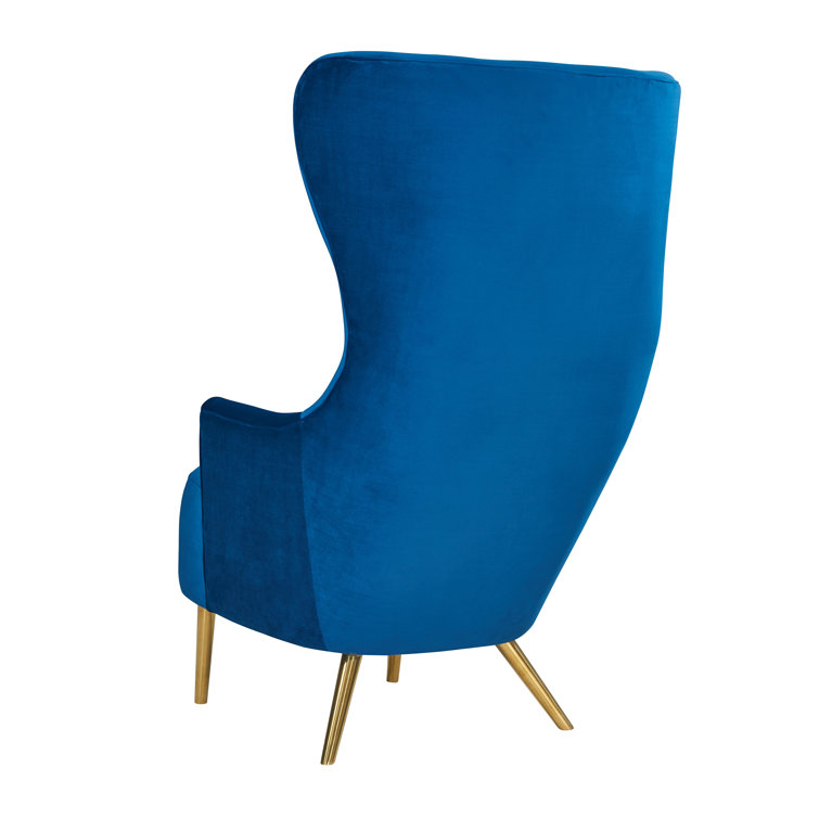 Navy Velvet Wingback Accent Chair with Gold Legs