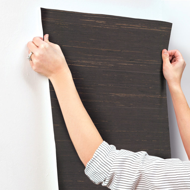 Charcoal Grasscloth Removable Washable Wallpaper Double Roll