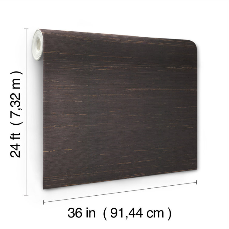 Charcoal Grasscloth Removable Washable Wallpaper Double Roll