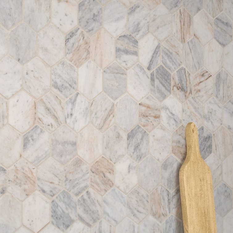 Capri Blue Hexagon Honed Marble Mosaic Tile Sheet