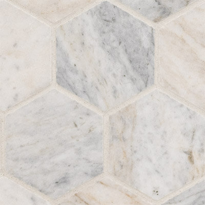 Capri Blue Hexagon Honed Marble Mosaic Tile Sheet