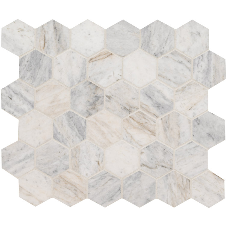 Capri Blue Hexagon Honed Marble Mosaic Tile Sheet