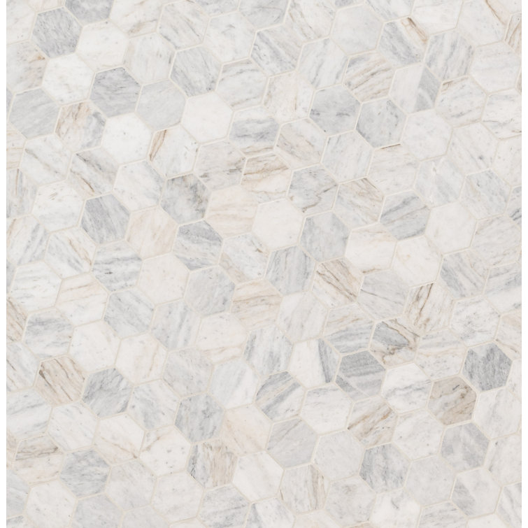Capri Blue Hexagon Honed Marble Mosaic Tile Sheet