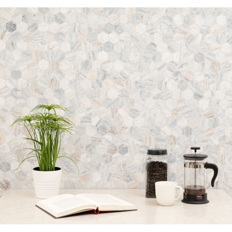 Capri Blue Hexagon Honed Marble Mosaic Tile Sheet