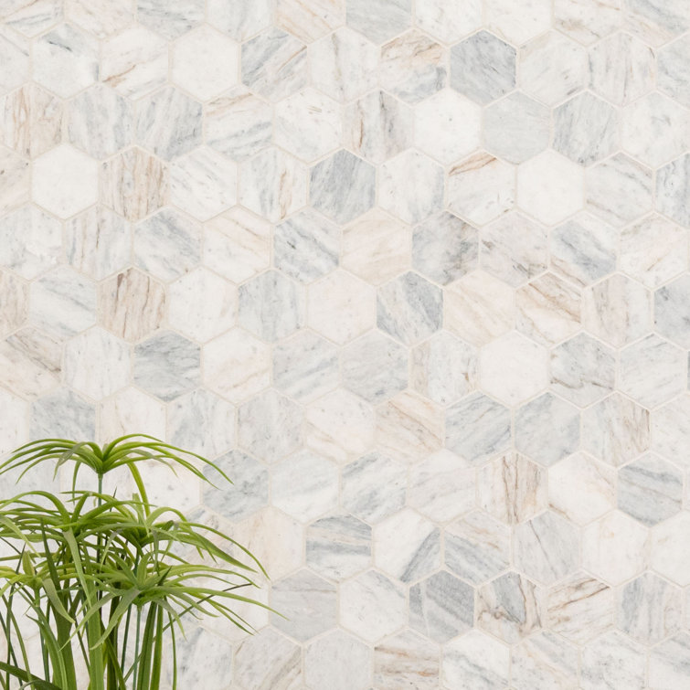 Capri Blue Hexagon Honed Marble Mosaic Tile Sheet
