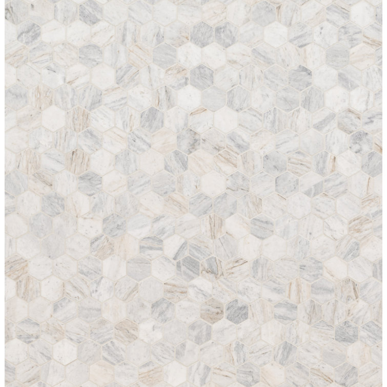 Capri Blue Hexagon Honed Marble Mosaic Tile Sheet