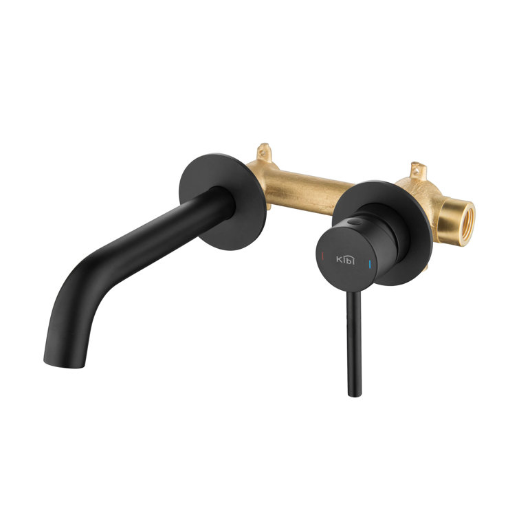 Matte Black Circular Wall Mounted Single-Handle Bathroom Faucet