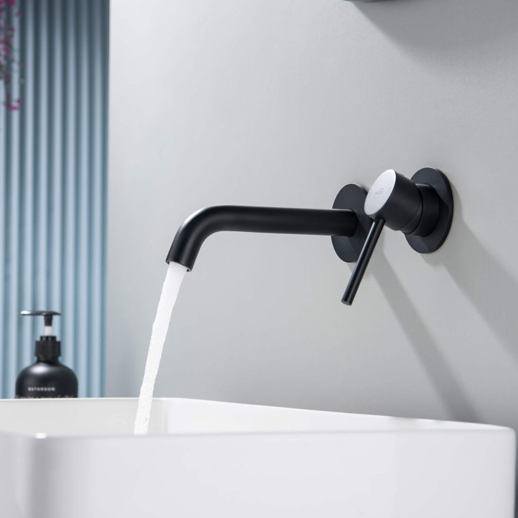 Matte Black Circular Wall Mounted Single-Handle Bathroom Faucet