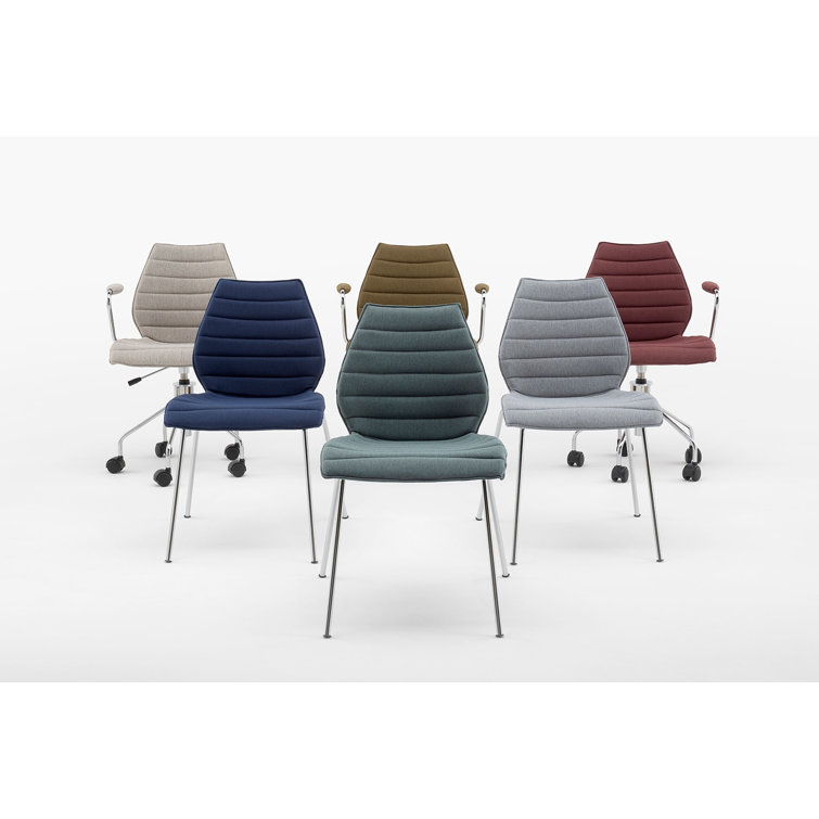 Maui Soft Trevira Beige Chrome Swivel Armchair by Vico Magistretti