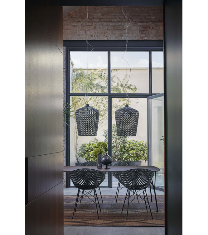 Elegant Kabuki Black Crystal LED Suspension Pendant