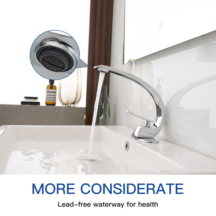 Polished Chrome Single Handle Modern Bathroom Faucet