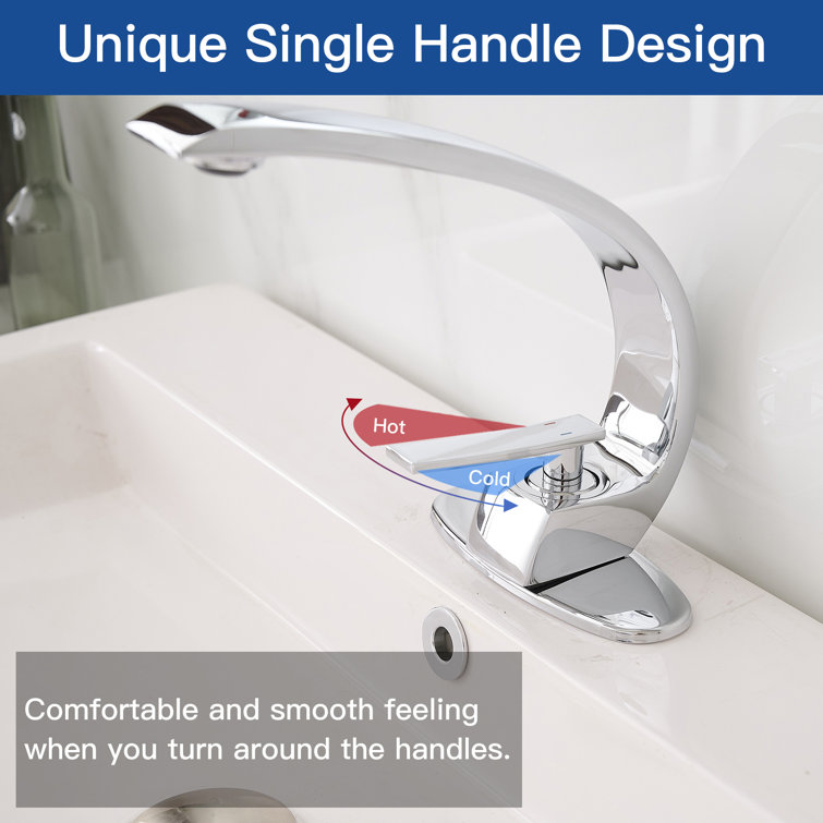 Polished Chrome Single Handle Modern Bathroom Faucet