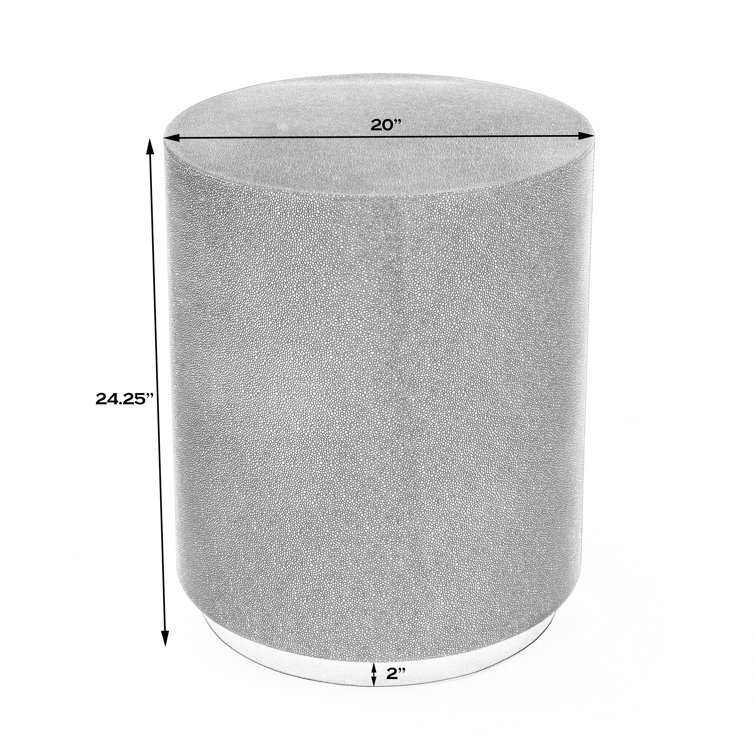 Olenka Modern Round Leather & Brass Accent Table 20"W