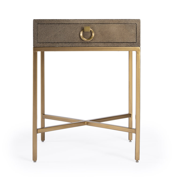 Sullia Gold Wood and Metal End Table with Storage