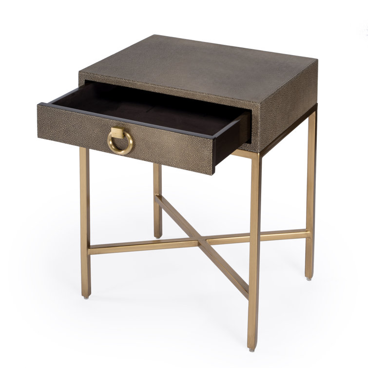 Sullia Gold Wood and Metal End Table with Storage