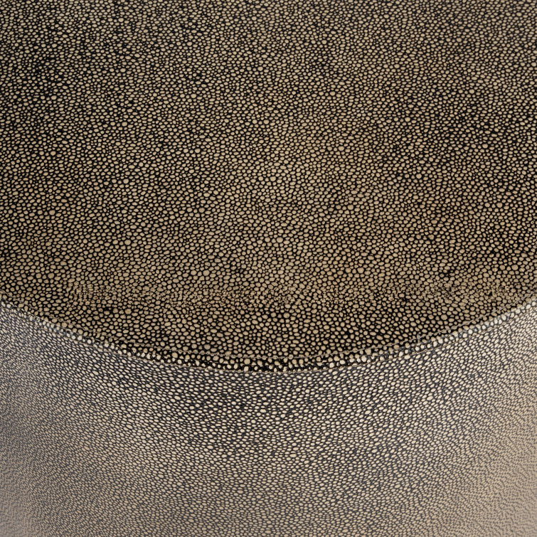 Olenka Modern Round Leather & Brass Accent Table 20"W