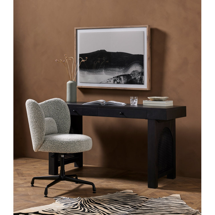 Plato Modern Gray Boucle Fabric Task Chair with Swivel Base