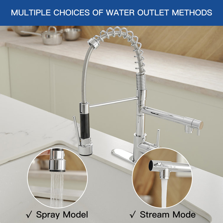 Polished Chrome Pull-Down Single Handle Kitchen Faucet with Spray