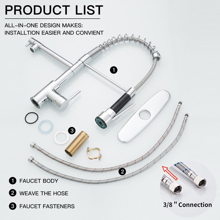 Polished Chrome Pull-Down Single Handle Kitchen Faucet with Spray