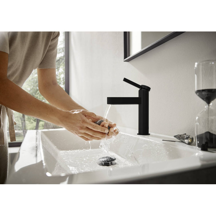 Modern Matte Black 7.25" High Single-Hole Brass Faucet with Ceramic Disc Valve