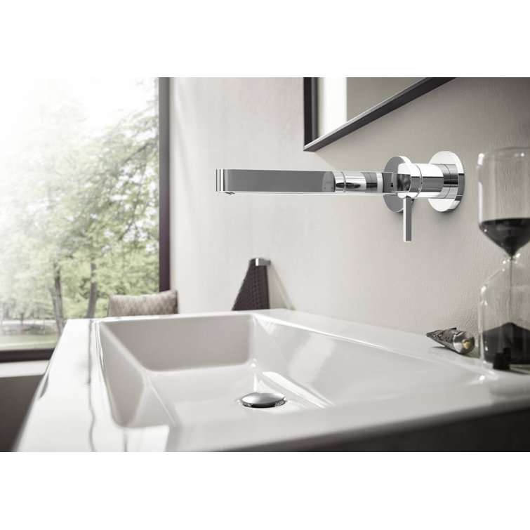 Sleek Modern 1-Handle Wall-Mounted Bathroom Faucet in Black Chrome
