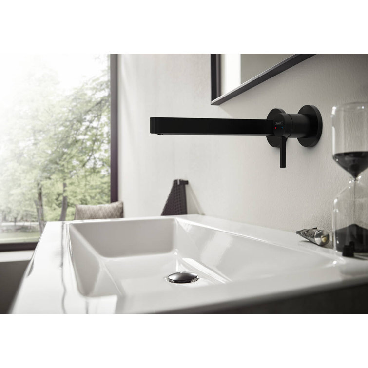 Modern Sleek 1-Handle Wall-Mounted Faucet in Brushed Black Nickel