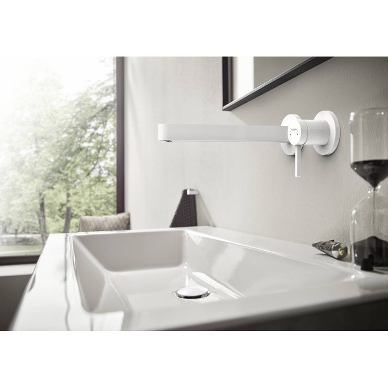 Modern Sleek 1-Handle Wall-Mounted Faucet in Brushed Black Nickel