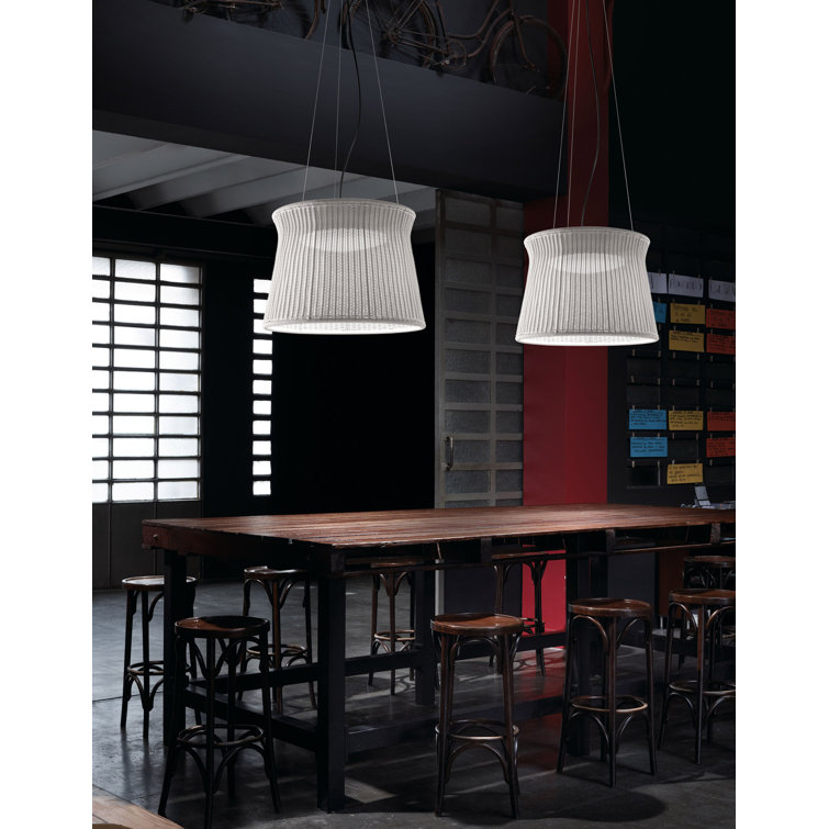 Syra Natural White Hand-Woven Aluminum LED Pendant Light