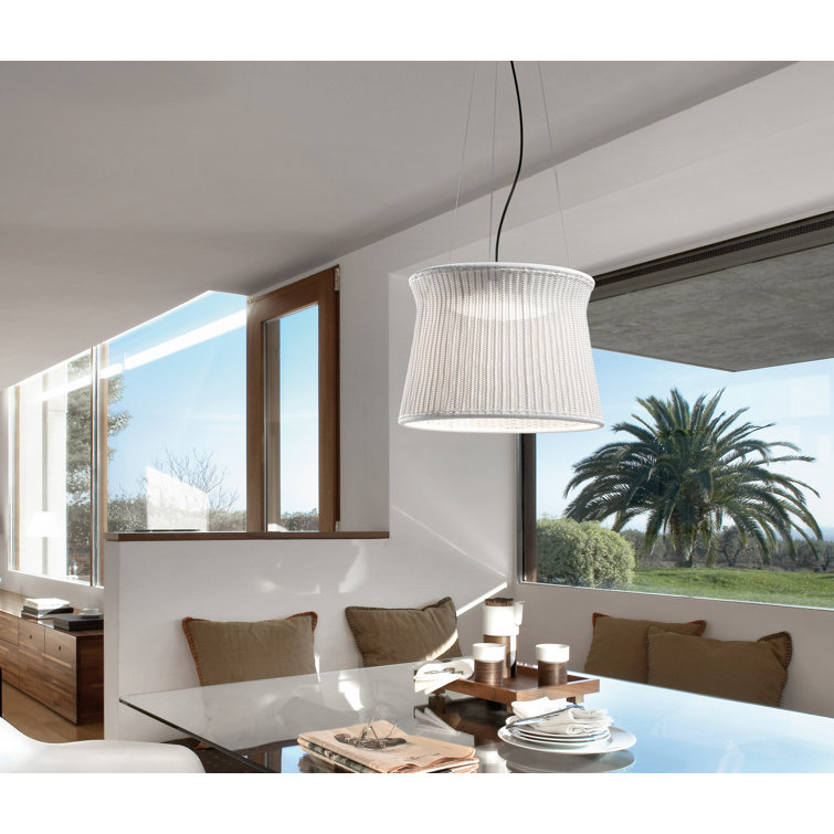 Natural White Aluminum LED Drum Pendant Light