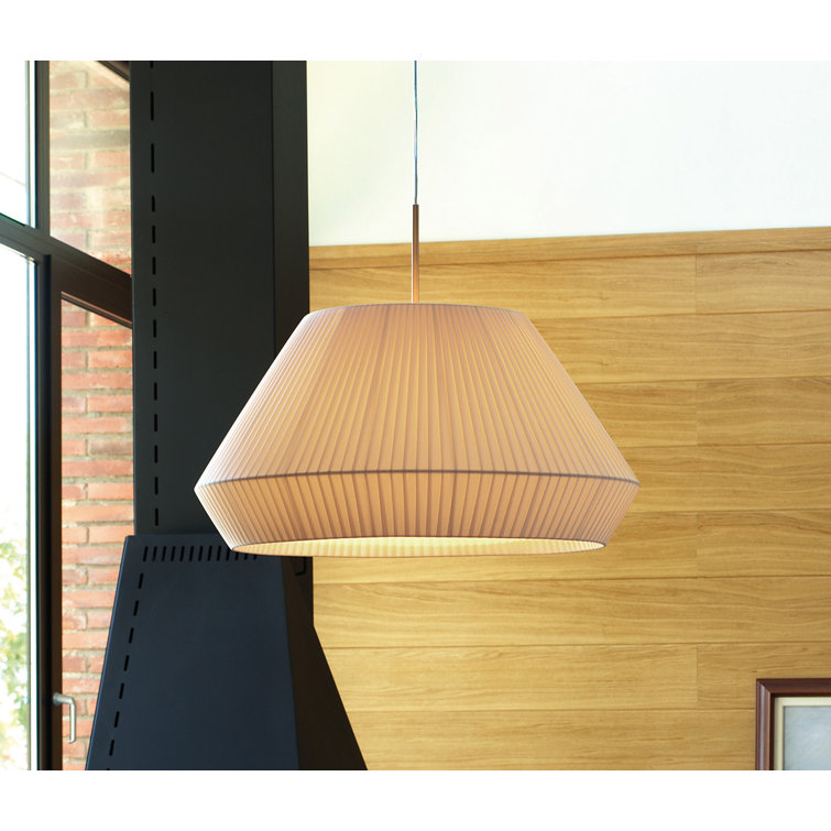 Mei Cream Translucent Ribbon Dome Pendant with Satin Nickel Finish