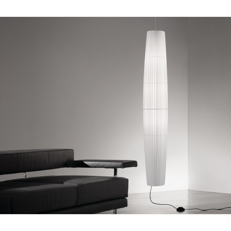 Maxi 1-Light Cylinder Pendant with Cream Translucent Ribbon Shade