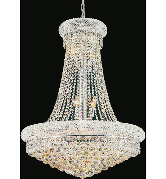 Elegant Empire Chrome & Crystal 28" Chandelier with Adjustable Chain