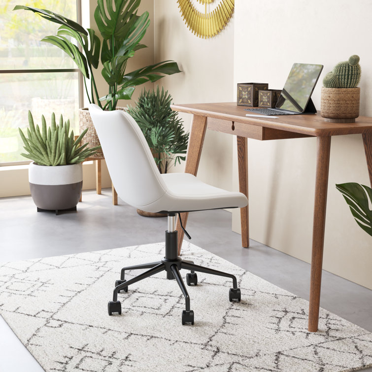 White Matte Metal Curved Office Desk Chair