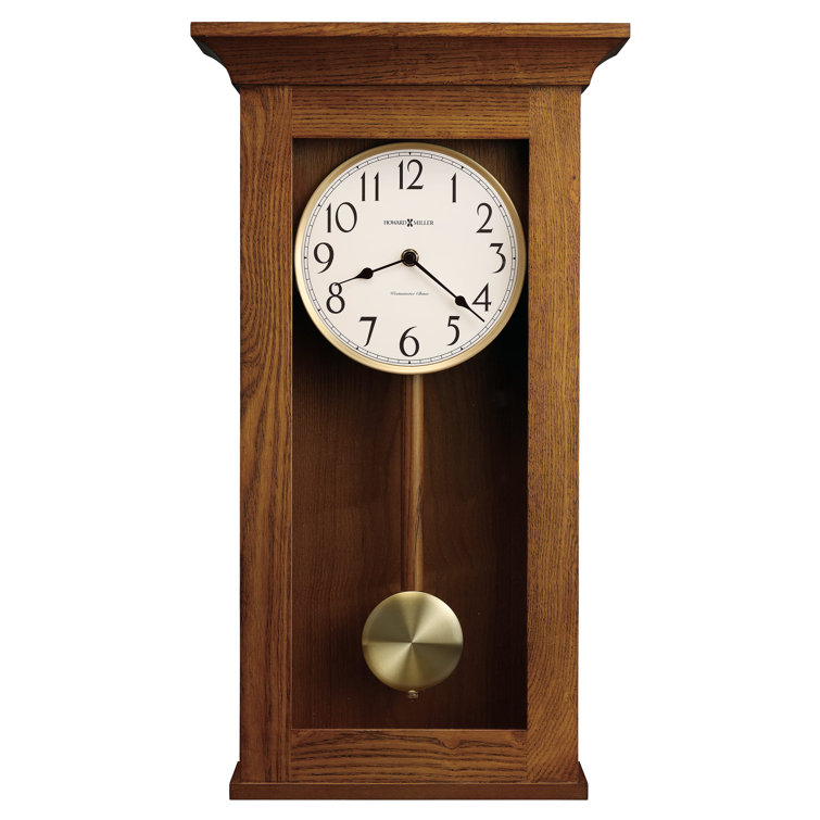 Oak Yorkshire Brass Accented Westminster Chime Wall Clock