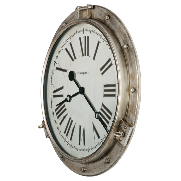 Oversized Beige Metal Transitional Wall Clock