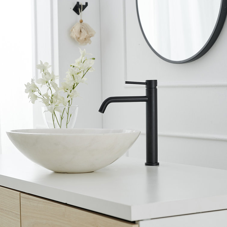Matte Black Single Handle Vessel Sink Faucet with Drain Assembly