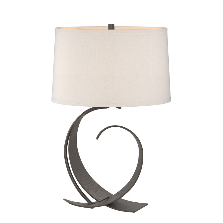 Fullered Impressions Dark Smoke Bronze Table Lamp with Flax Shade
