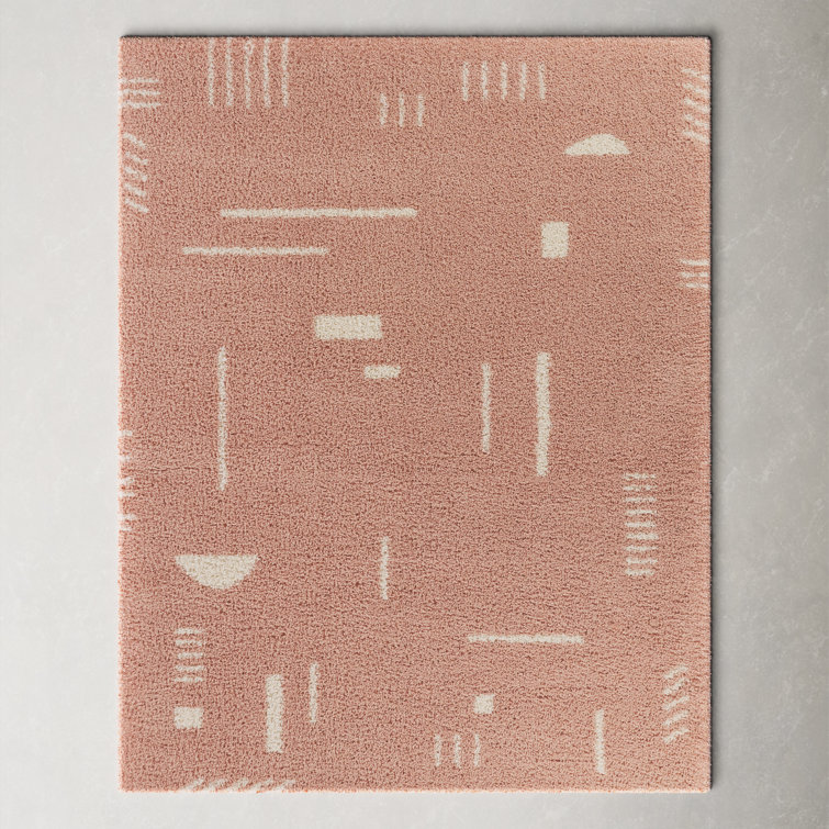 Sherpa Cozy Kids' Geometric Shag Area Rug, Pink 4' x 6'