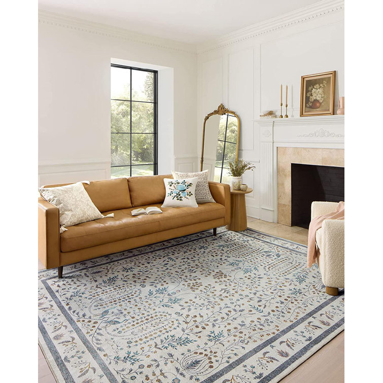 Maison Wisteria Cream Floral Synthetic Area Rug 3'-9" x 5'-6"
