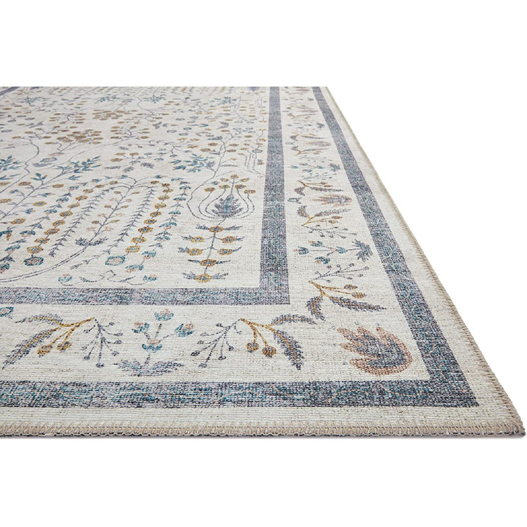 Maison Wisteria Cream Floral Synthetic Area Rug 3'-9" x 5'-6"