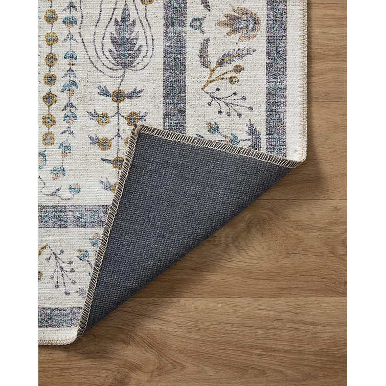 Maison Wisteria Cream Floral Synthetic Area Rug 3'-9" x 5'-6"