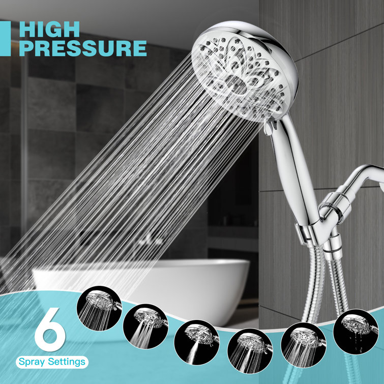 Chrome Handheld Shower Head with 6 Settings and Filter