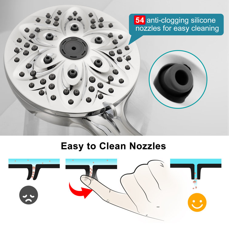 Chrome Handheld Shower Head with 6 Settings and Filter