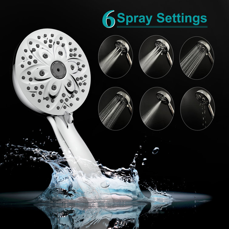 Chrome Handheld Shower Head with 6 Settings and Filter