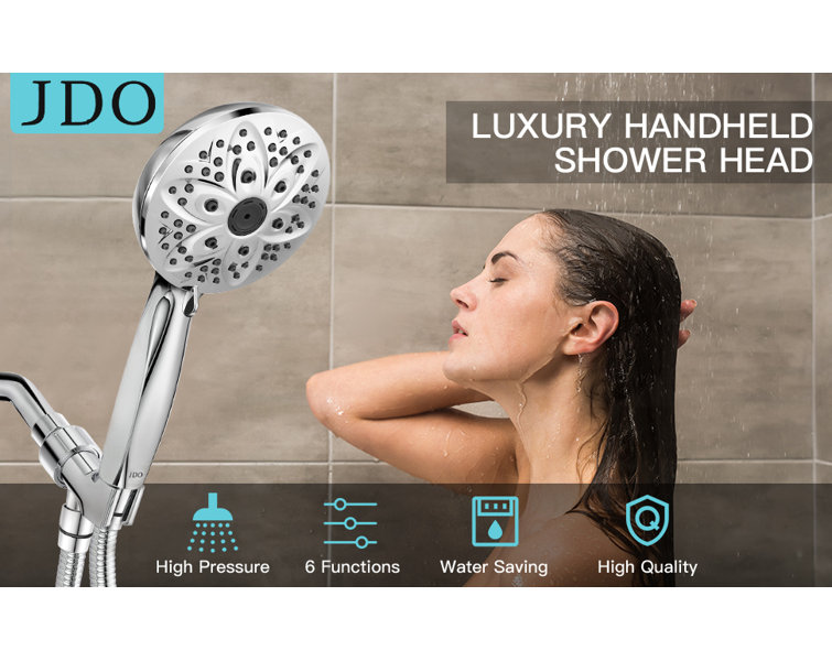 Chrome Handheld Shower Head with 6 Settings and Filter