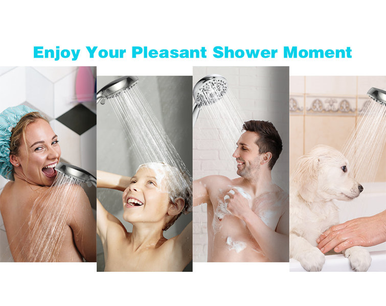 Chrome Handheld Shower Head with 6 Settings and Filter