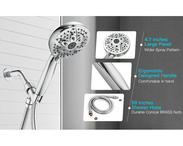 Chrome Handheld Shower Head with 6 Settings and Filter