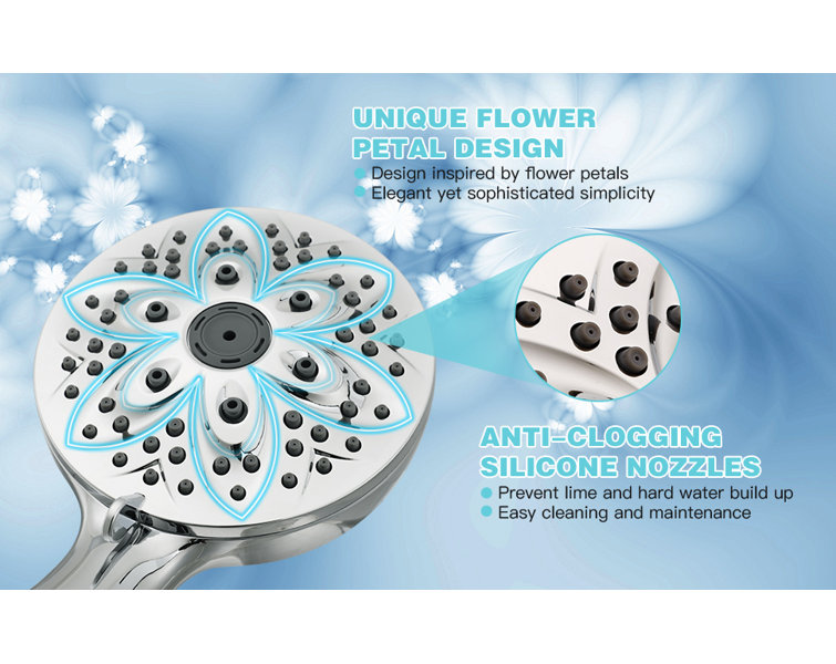 Chrome Handheld Shower Head with 6 Settings and Filter